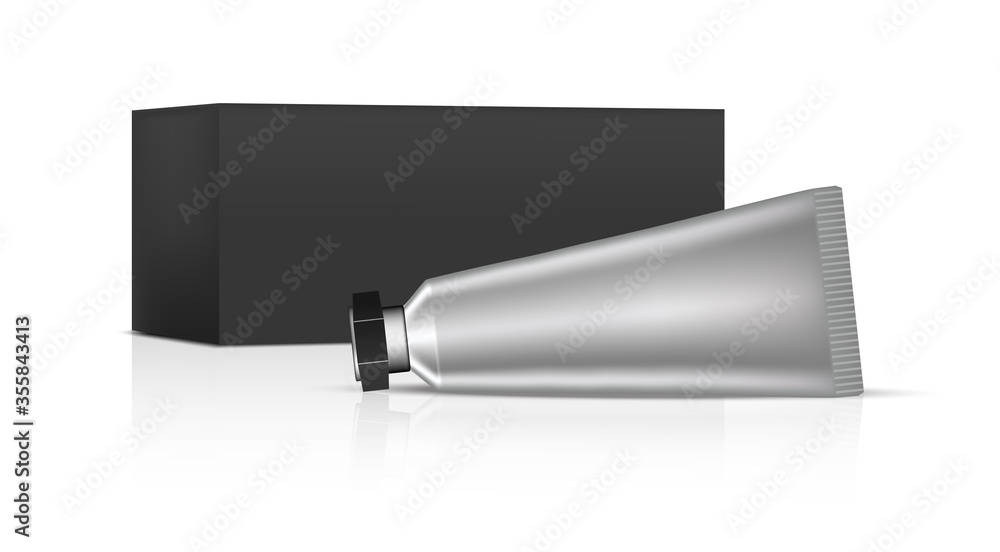 Tube Mock up Realistic Cosmetic and Box Side for Skincare merchandise on isolated White Background Illustration. Health Care and Medical Concept Design. Tube Mock up Realistic Cosmetic and Box Side for Skincare merchandise on isolated White Background Illustration. Health Care and Medical Concept Design.