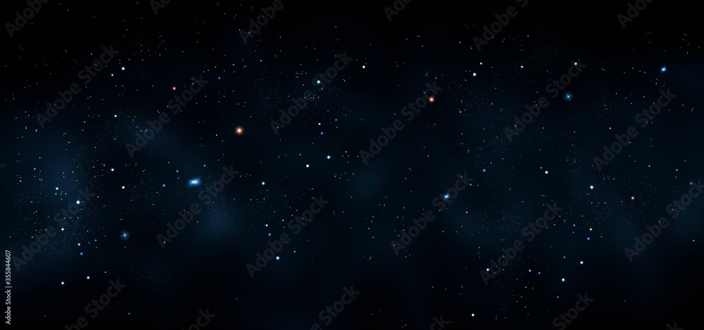 Nebula and shining stars in night sky banner - Space background.