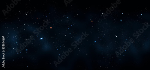Nebula and shining stars in night sky banner - Space background.