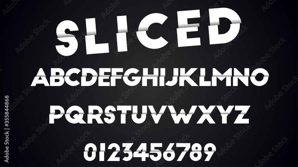 Sliced alphabet vector font