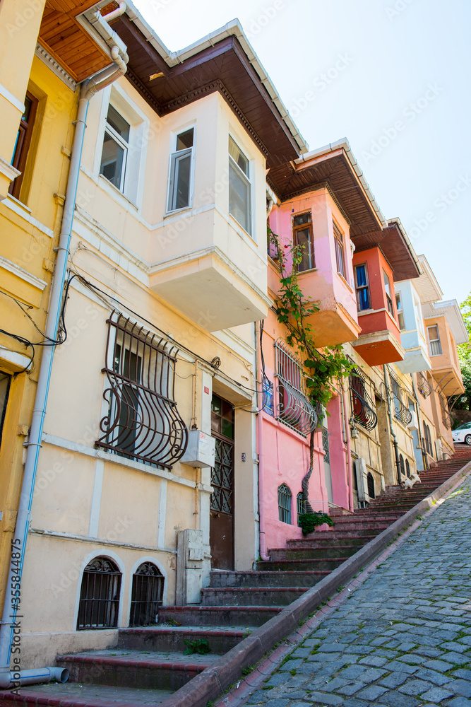 Fototapeta premium Colorful houses in old city Balat. Istanbul, Turkey.