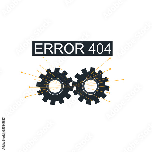 Error 404 message. Mechanism, vector illustration