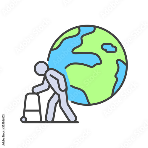 Population ageing color line icon. Environmental problems. Sign for web page, app. UI UX GUI design element. Editable stroke.