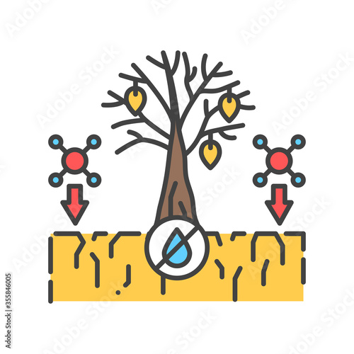 Soil pollution color line icon. Environmental problems. Sign for web page, app. UI UX GUI design element. Editable stroke.