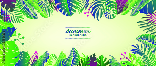 Summer background with tropical leaves.