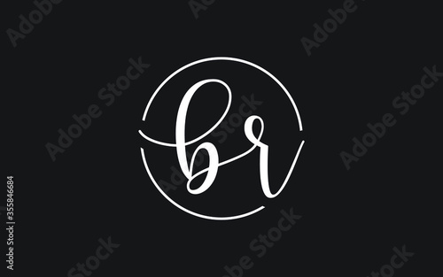br or rb Cursive Letter Initial Logo Design, Vector Template