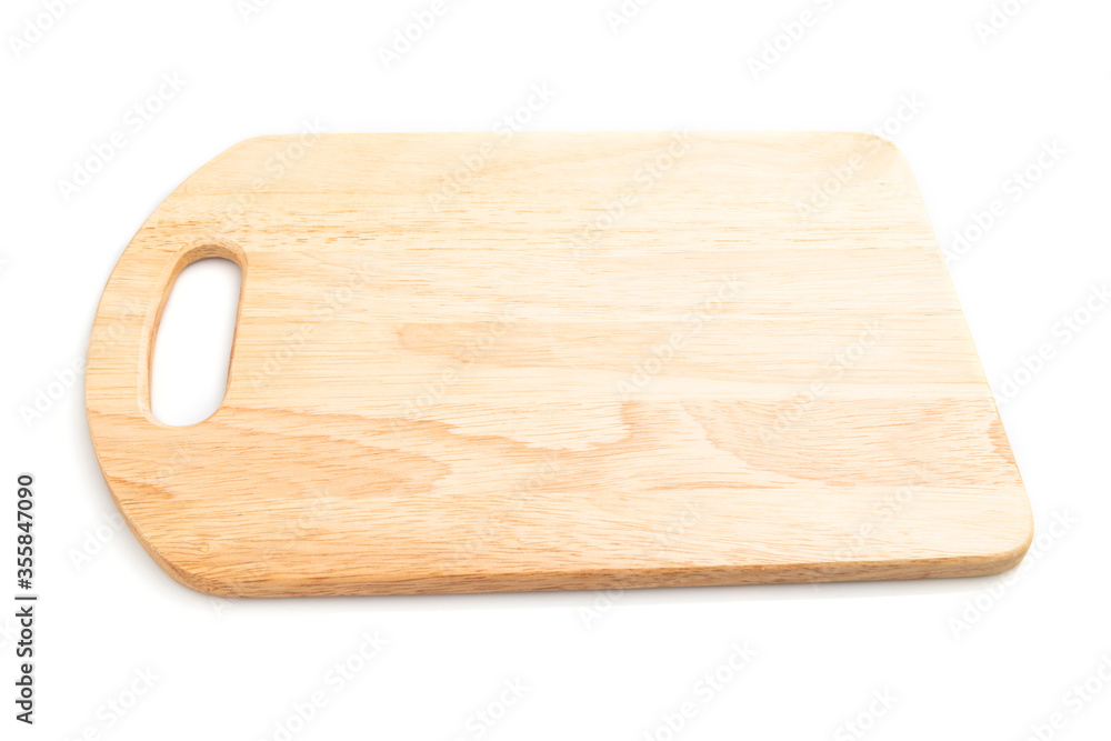 Wooden cutting board isolated on white background. Side view. Wooden cutting board isolated on white background. Side view.