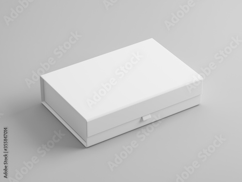Photos Blank white box packaging mockup isolated on grey background, Template for your design