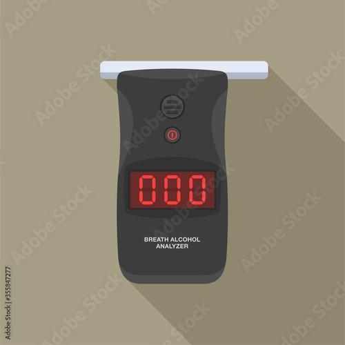 Police breath alcohol testing device or analyzer. Flat vector illustration.