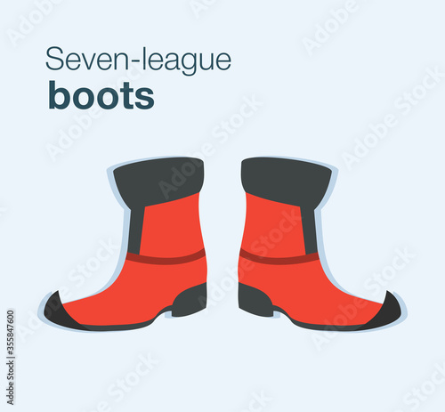 Red seven-league boots. Element of European national costume. Flat vector illustration.