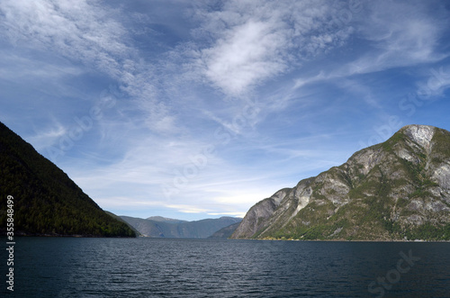 Sognefjord, Norway, Scandinavia. View from the board of Flam - Bergen ferry.