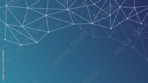 Futuristic abstraction of material molecules on blue background.