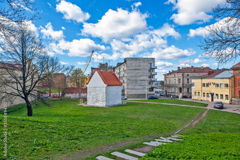 House of the Merchant Guild of the Holy Spirit (House of the Merchant Assembly). View from the side of the Watchtower. Vyborg. Leningrad region. Russia House of the Merchant Guild of the Holy Spirit (House of the Merchant Assembly). View from the side of the Watchtower. Vyborg. Leningrad region. Russia