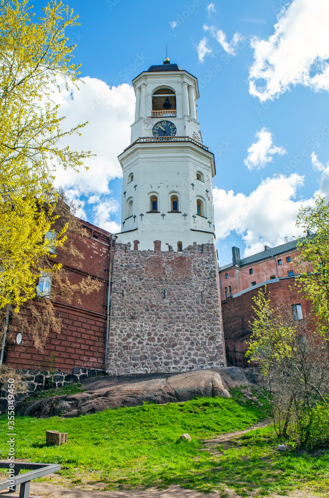 Clock tower. Vyborg. Leningrad region. Russia