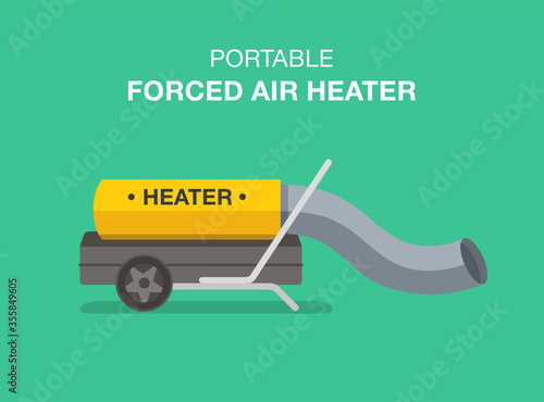 Portable forced air heater. Flat vector illustration.