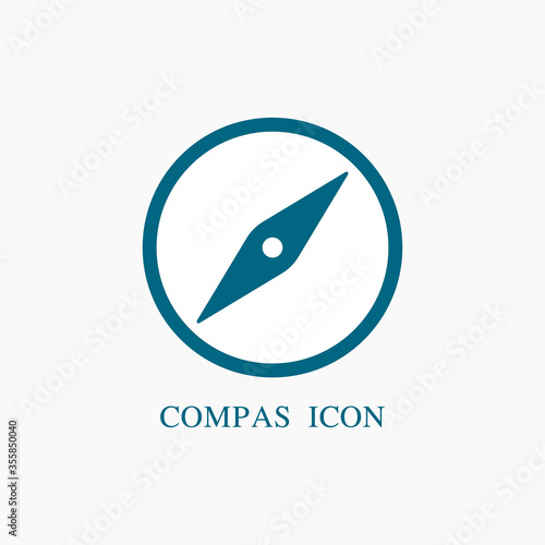 Vector compass icon, landmark on light background.