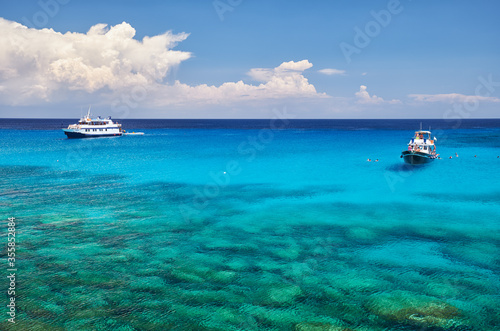 Blue lagoon near Cape Greko coast. Cyprus