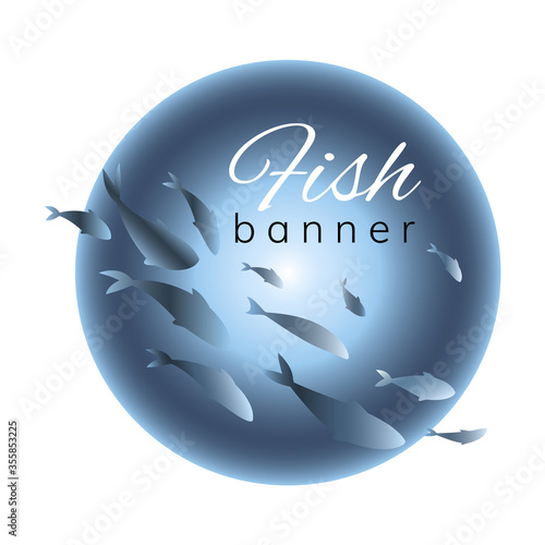 Stylish fish banner. Logo design template for fish merchant or seafood restaurant.