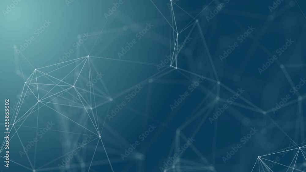 Abstract technology futuristic blue background plexus particle. White glow connection lines and dots. Business Concept. Medical, Science, Communications, Internet, Music, Game. 3d animation. 4K UHD