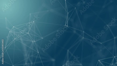 Abstract technology futuristic blue background plexus particle. White glow connection lines and dots. Business Concept. Medical, Science, Communications, Internet, Music, Game. 3d animation. 4K UHD