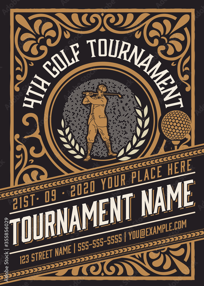 Golf tournament template. Vintage style