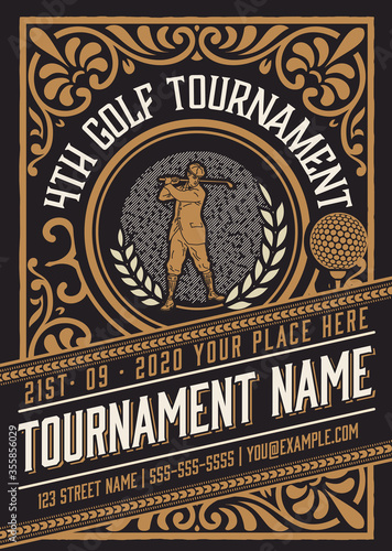 Golf tournament template. Vintage style