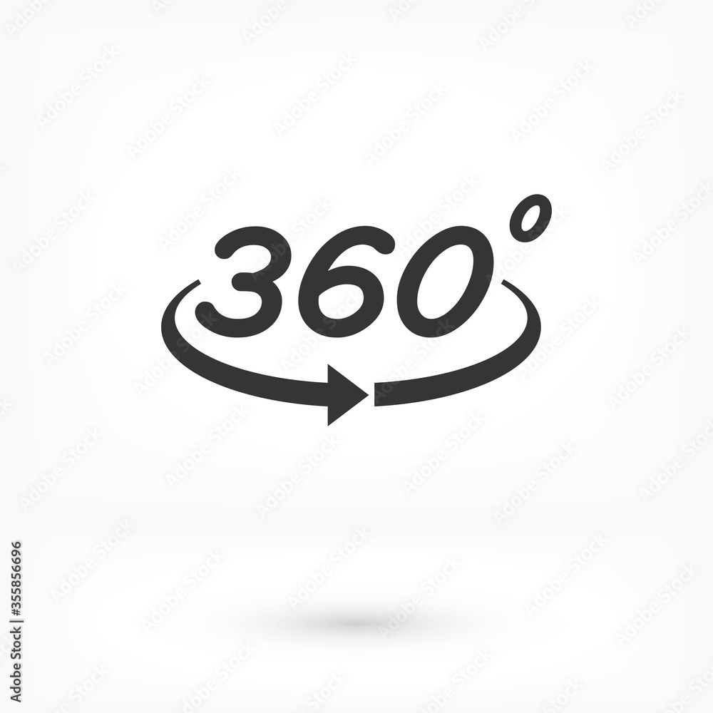 360 degree view vector icon isolated on white background Sign icon 360 degree angle. vector icon Geometric math symbol. vector icon full rotation 360 degree view vector icon isolated on white background Sign icon 360 degree angle. vector icon Geometric math symbol. vector icon full rotation
