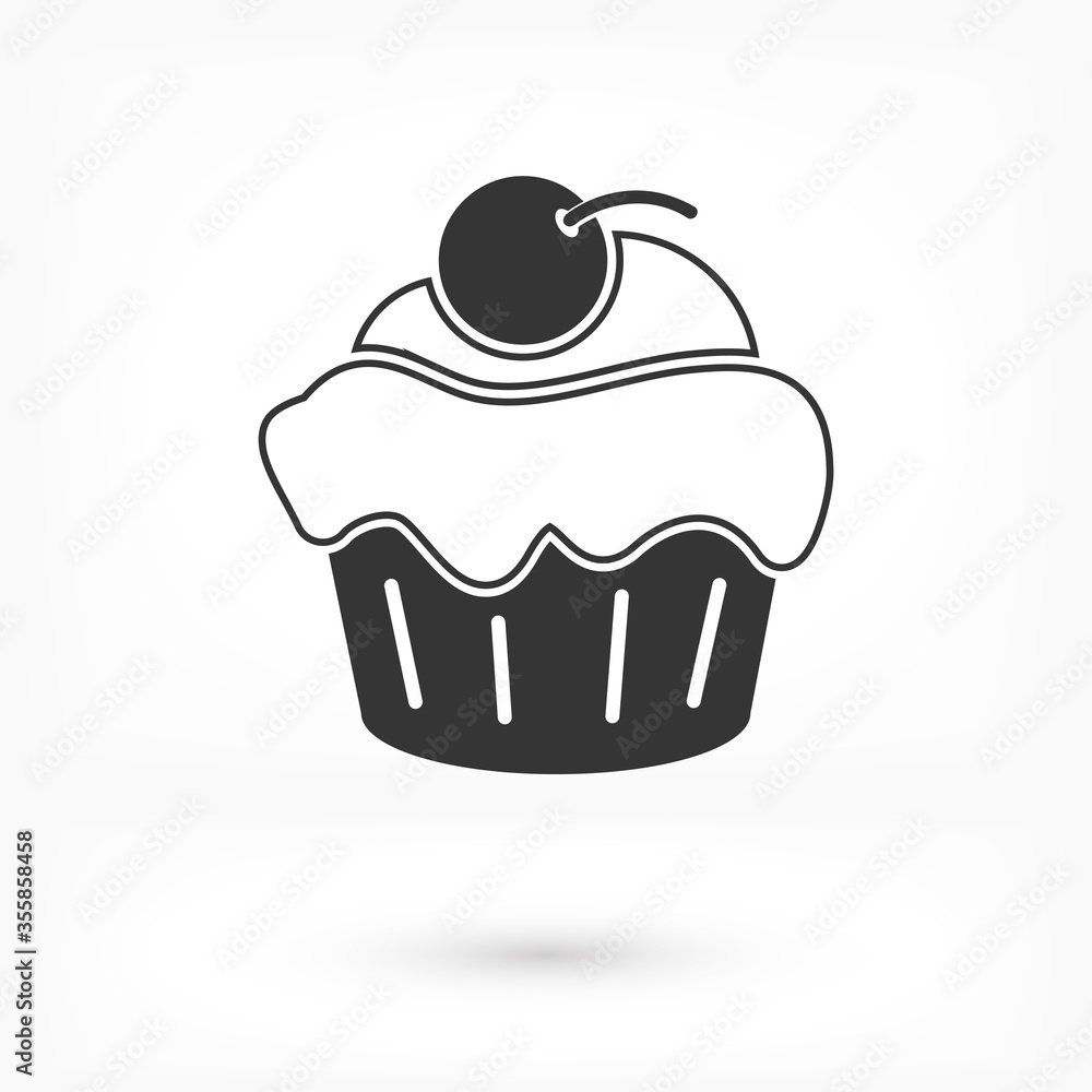 Cupcake vector icon. Two-tone version of cupcake vector icon on white and black background. vector icon Small cake designed to serve one person vector icon . Cupcake vector icon. Two-tone version of cupcake vector icon on white and black background. vector icon Small cake designed to serve one person vector icon .