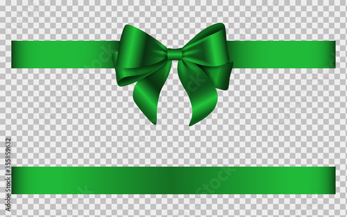 green bow and ribbon for christmas and birthday decorations