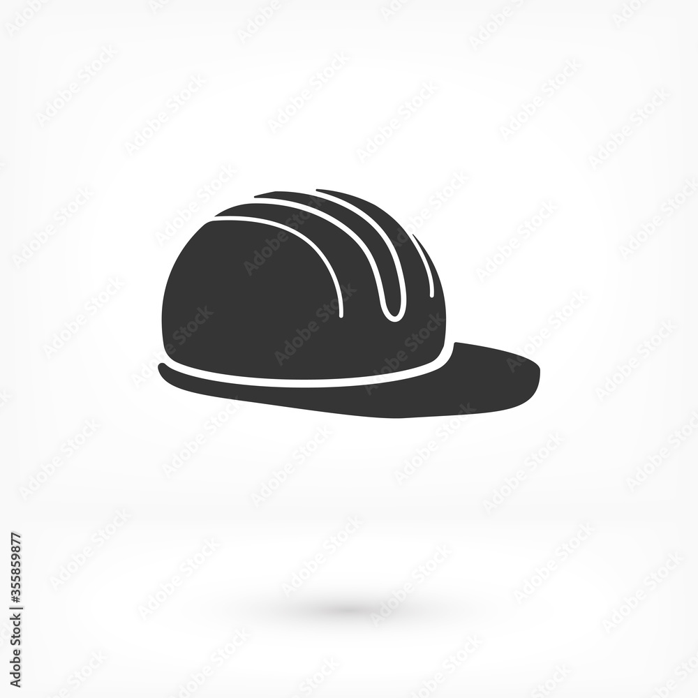 Job safety equipment helmet or hat for industrial safety black and white icon vector. Security for industry or construction uniform concept icon vector illustration isolated on white icon vector Job safety equipment helmet or hat for industrial safety black and white icon vector. Security for industry or construction uniform concept icon vector illustration isolated on white icon vector