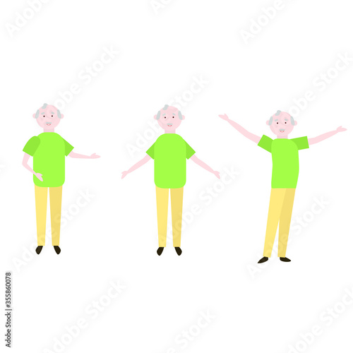 Active lifestyle old men, sportswomens. Vector illustration.