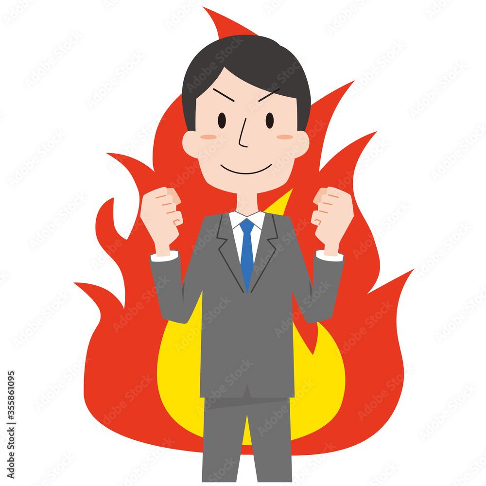 やる気で燃える男性会社員 主線なし Stock ベクター Adobe Stock