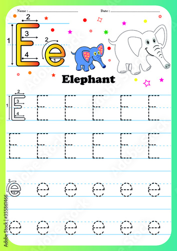 Writing practice letter -  printable worksheet for preschool / kindergarten kids to improve basic writing skills