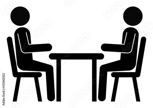 gz786 GrafikZeichnung - german - Am Tisch sitzende Personen / Auf Stühlen sitzen - Piktogramm - english - chair - dining room, people at table - sitting on chair. - pictogram - DIN A1 A2 A3 A4 - g9728