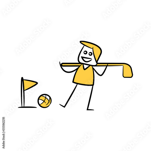 man playing golf yellow stick figure theme