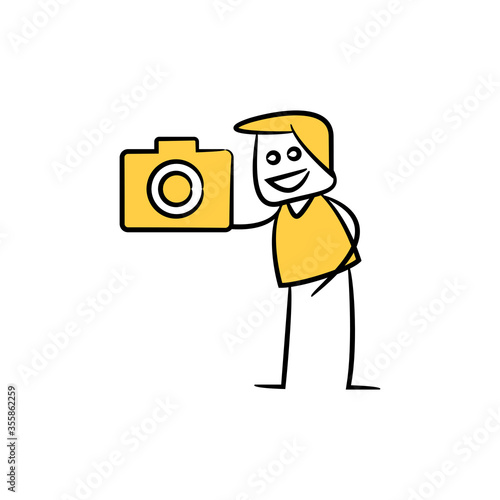 photographer and camera yellow stick figure theme