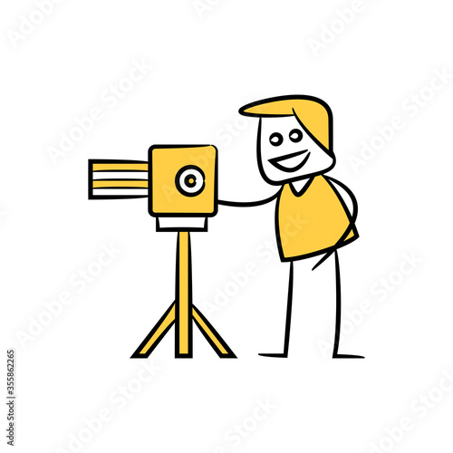 photographer and camera yellow stick figure theme