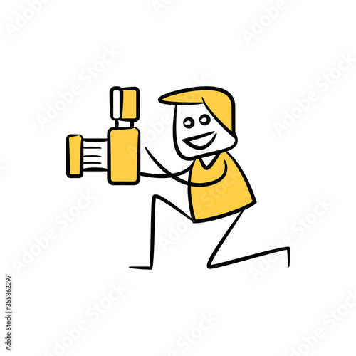 photographer and camera yellow stick figure theme