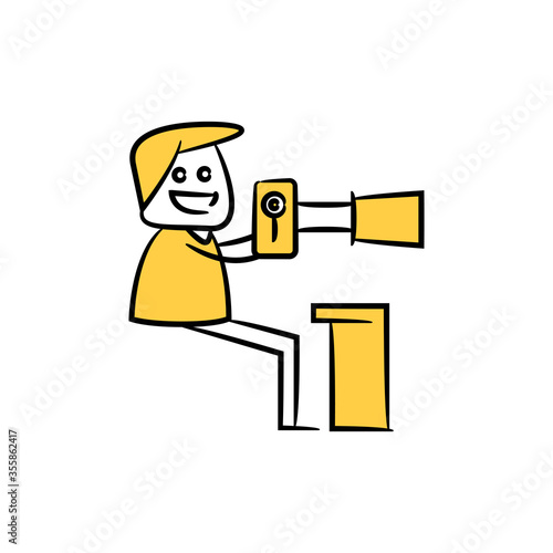 photographer and camera yellow stick figure theme
