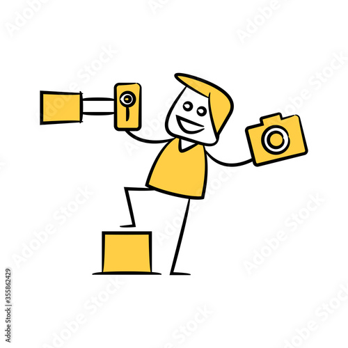 photographer and camera yellow stick figure theme