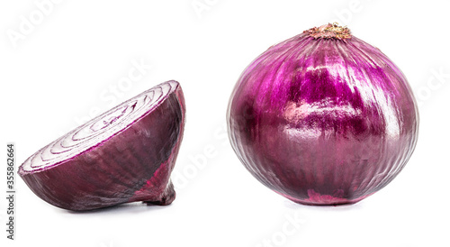 red onion from Brazil, on an isolated white background, called "roxa onion". Supermarket, organic vegetable catalog image in high resolution