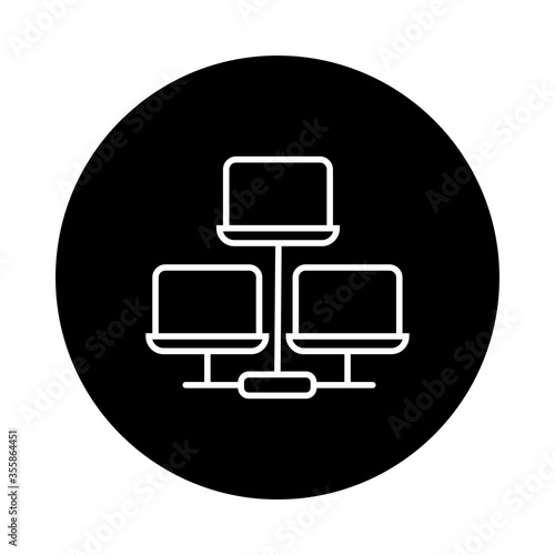 laptops computers block and line style icons