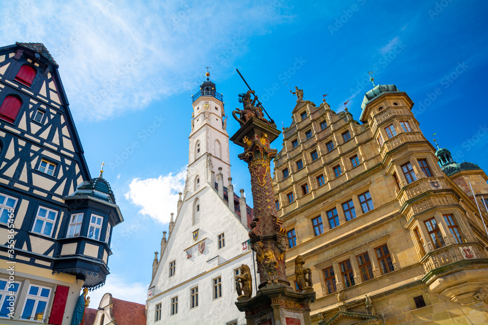 Fototapeta premium beautiful architecture of old town Rothenburg ob der Tauber in Bavaria , Germany