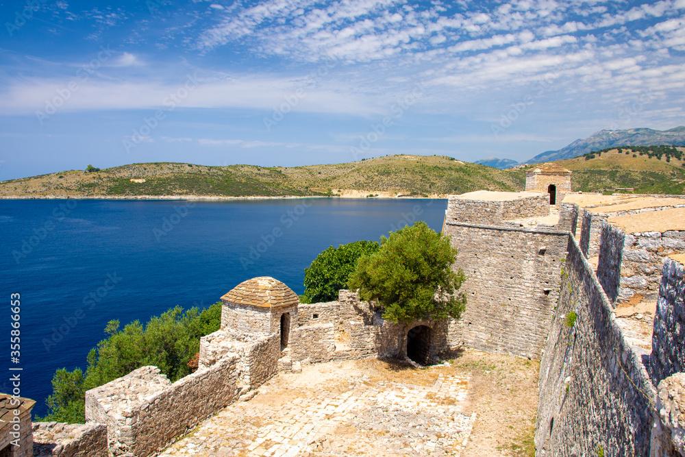 view on old fortress in Porto Palermo in Albania