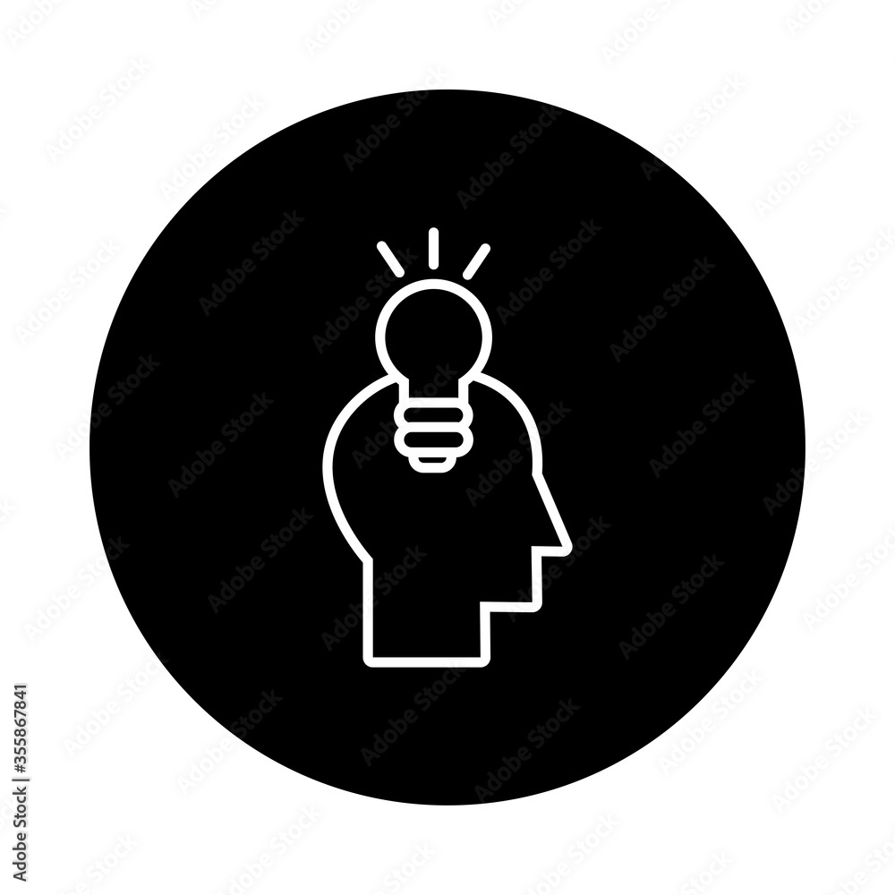 bulb light with profile block and line style icon bulb light with profile block and line style icon