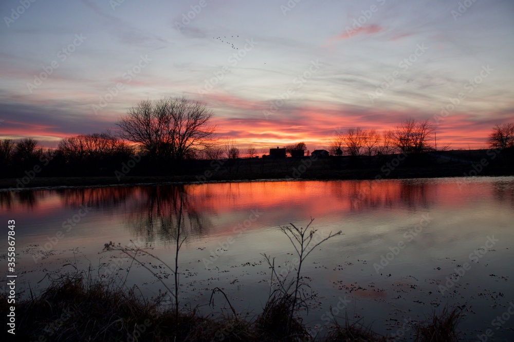 farm sunset