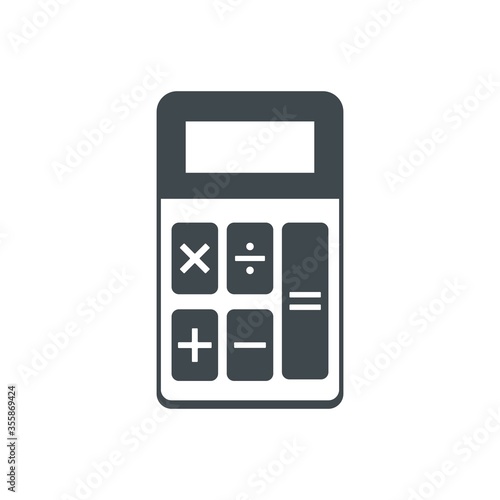 Standard portable electronic calculator icon. Simple shapes and clean look. Small representation with basic mathematical functions.