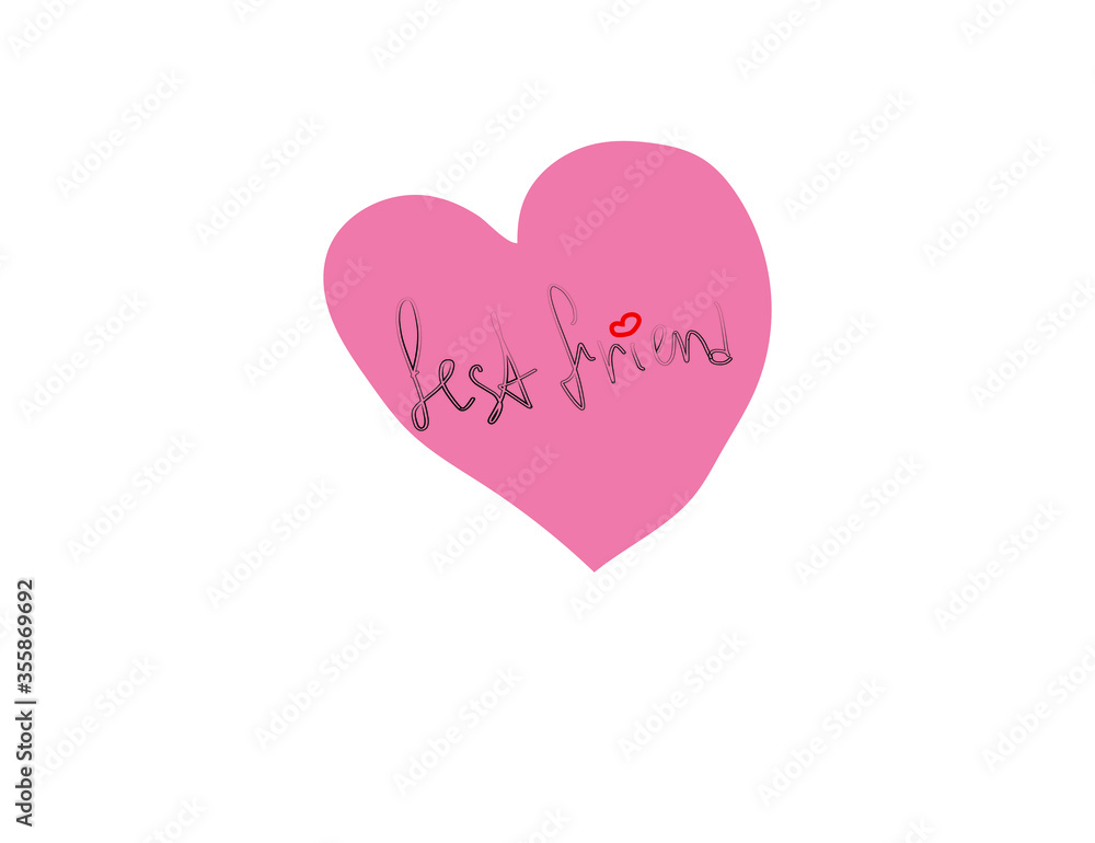 Vector pink heart. Simple illustration of heart to best friend. 
