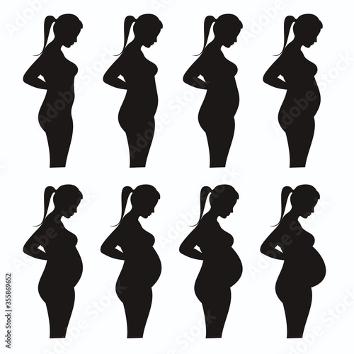 Silhouettes of pregnant woman