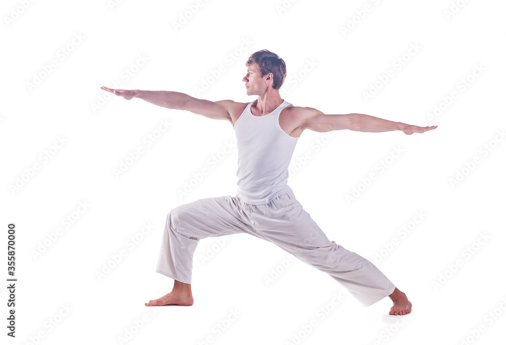 Man practicing yoga.